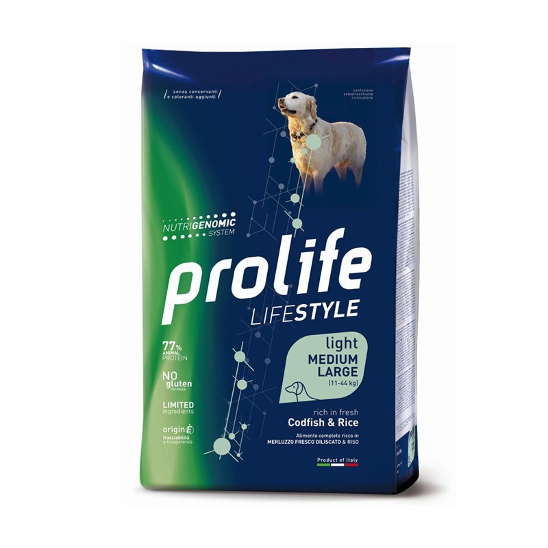 Prolife Light Medium&Large - Merluzzo e Riso 12kg Prolife Light Medium&Large - Merluzzo e Riso 12kg